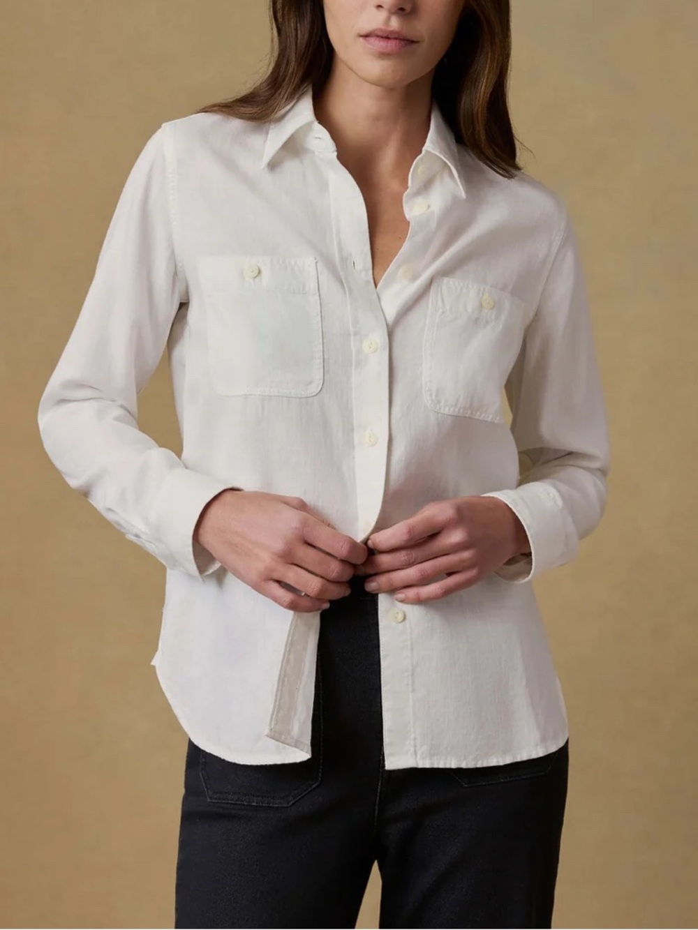 Faherty Tried & True Chambray Classic Shirt - White L